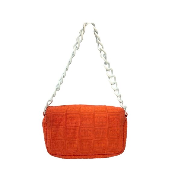 CHANEL Vintage 02S CC Logo Chain Shoulder Bag Handbag Terry Cloth [106384] - Picture 6 of 14